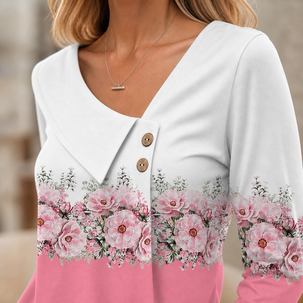 Gillian Asymmetric Collar Top - Reverse or Side Angle