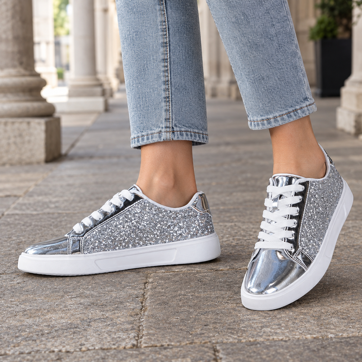 Amalfi Glitter Sneakers - Silver