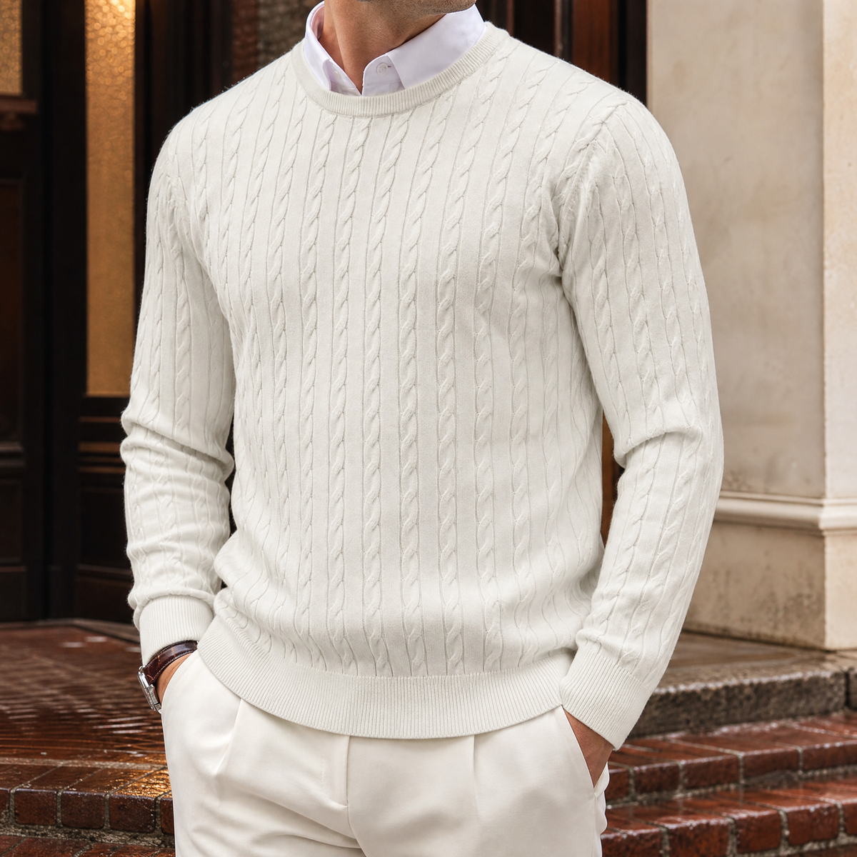 Marcel Cable Knit Sweater - White