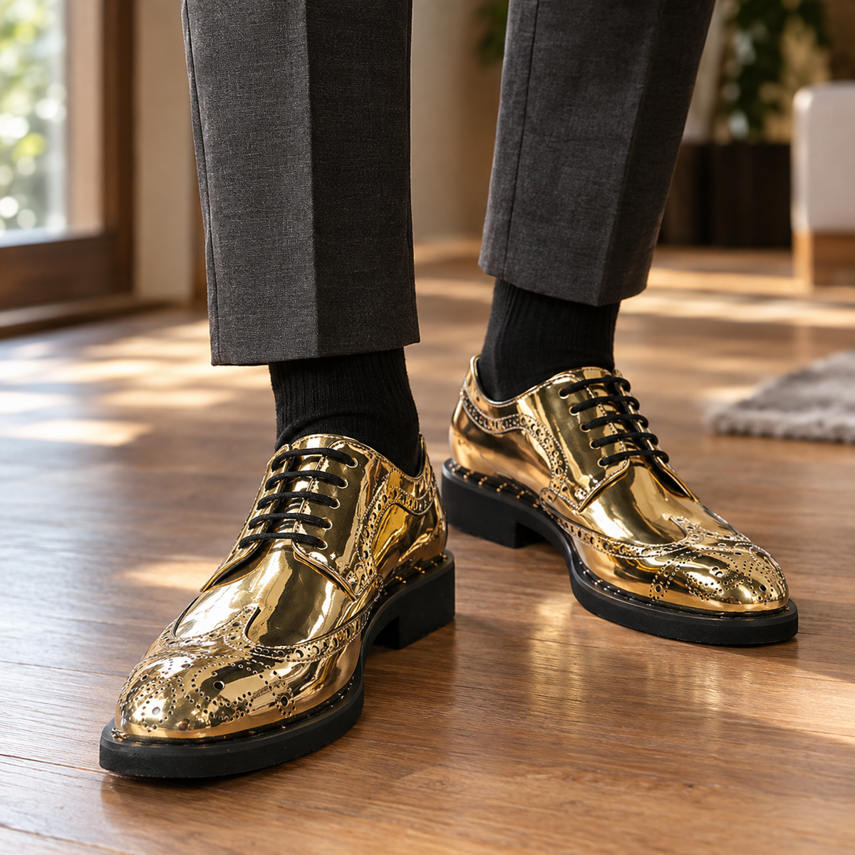 Castellano Brogue Derbies - Gold