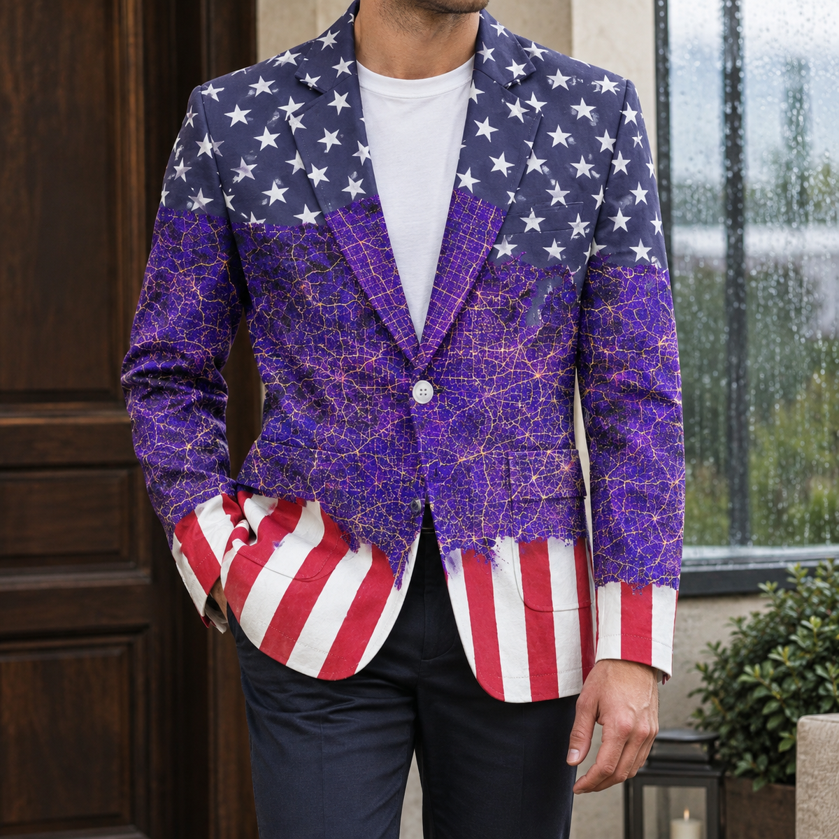 Augustus Notch Lapel Blazer - Purple