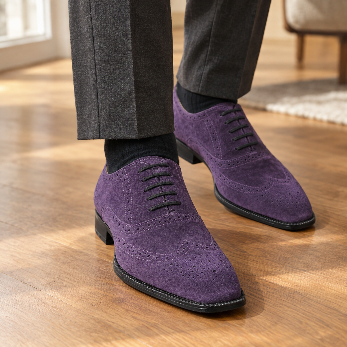 Rossetti Suede Brogues - Purple