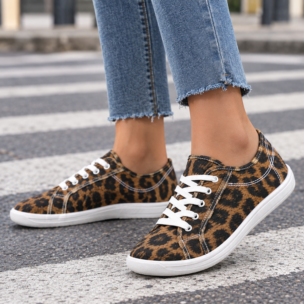 Fiorella Wide Toe Sneakers - Brown