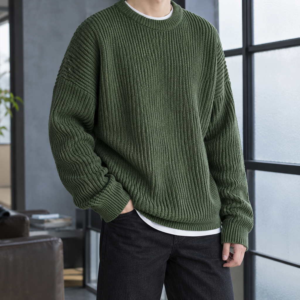 Oberon Ribbed Sweater - Green