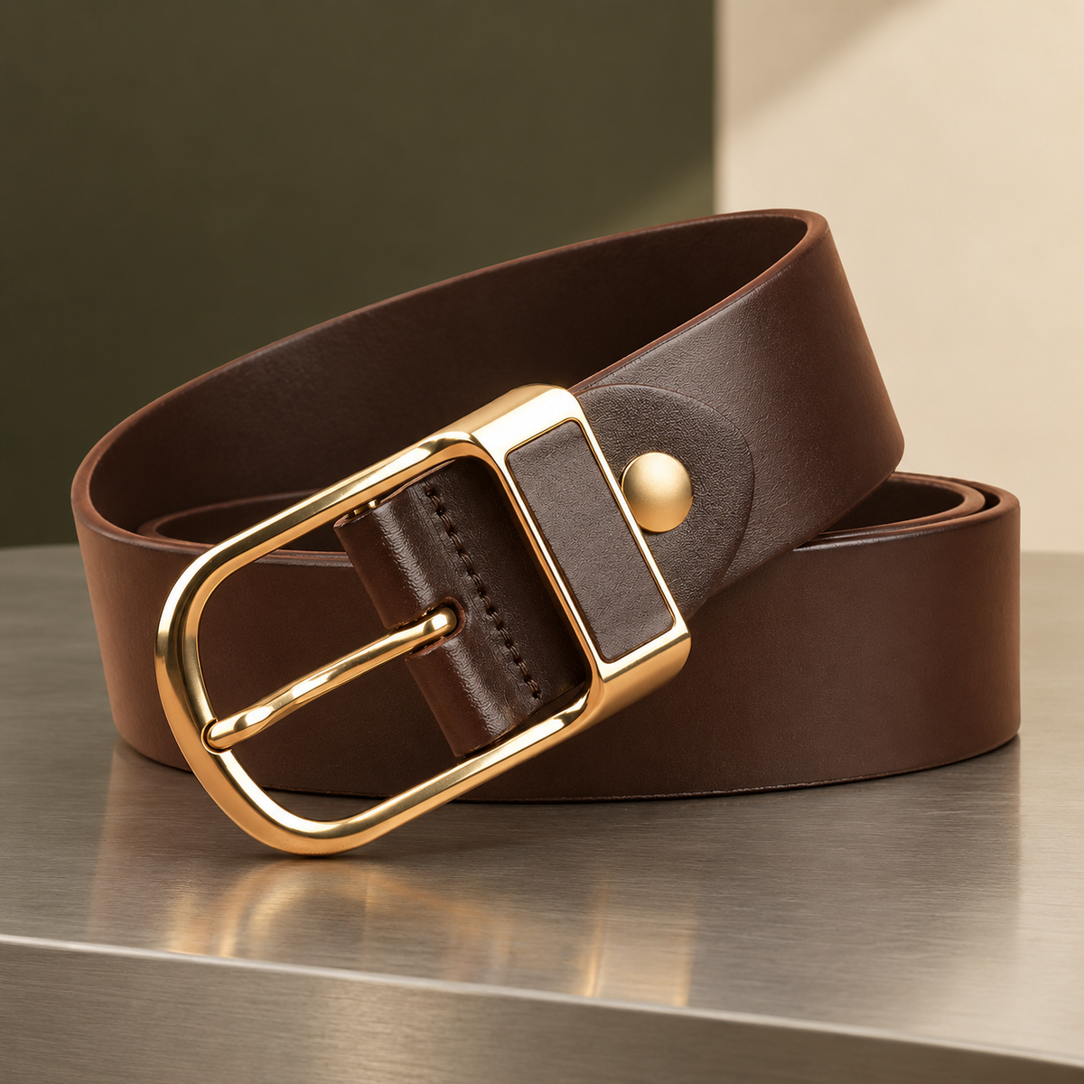 Bergamo Leather Belt - Brown (plain)