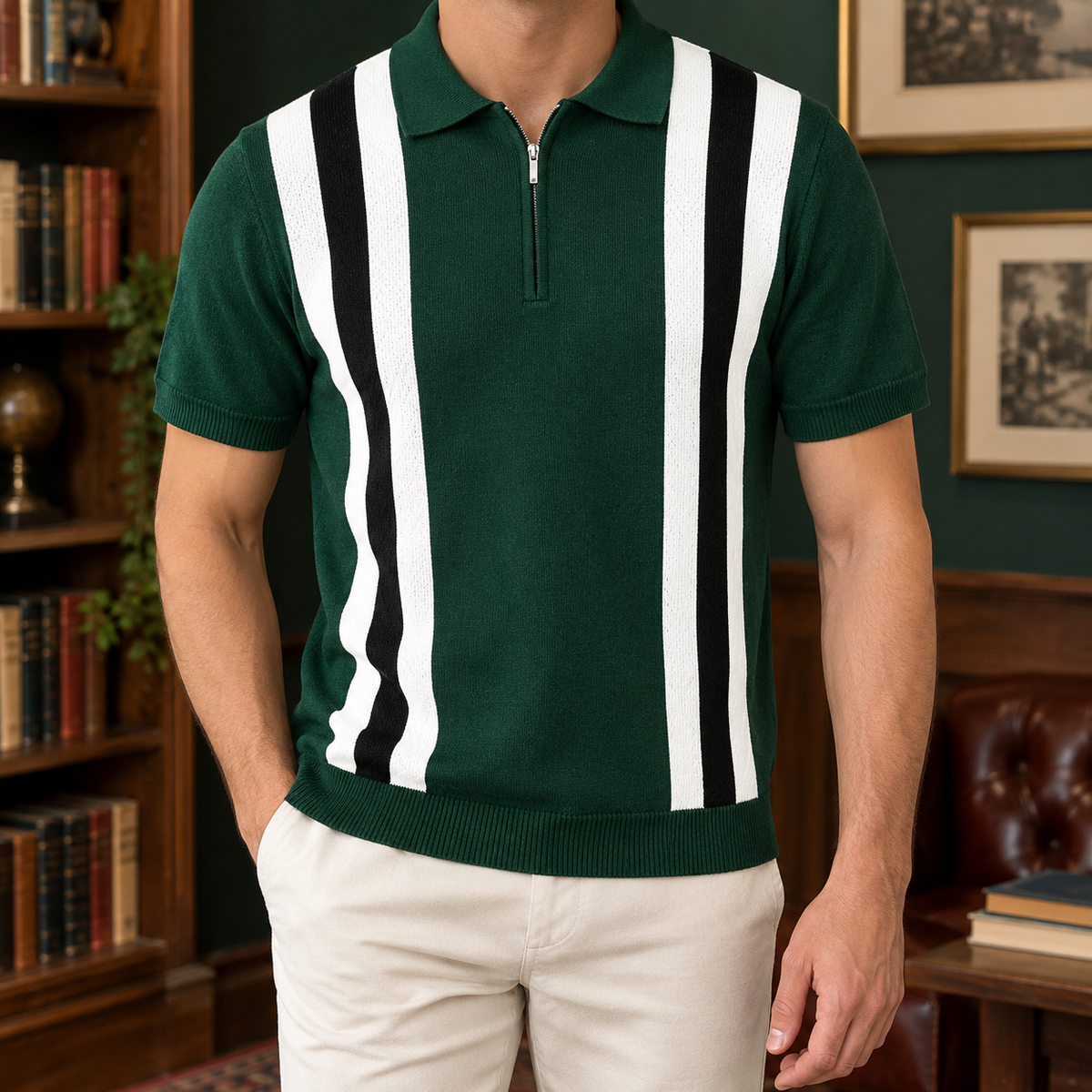 Montgomery Quarter Zip Polo - Dark Green