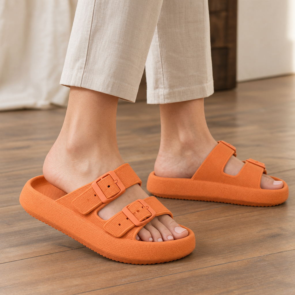 Comacchio Double Buckle Slides - Orange