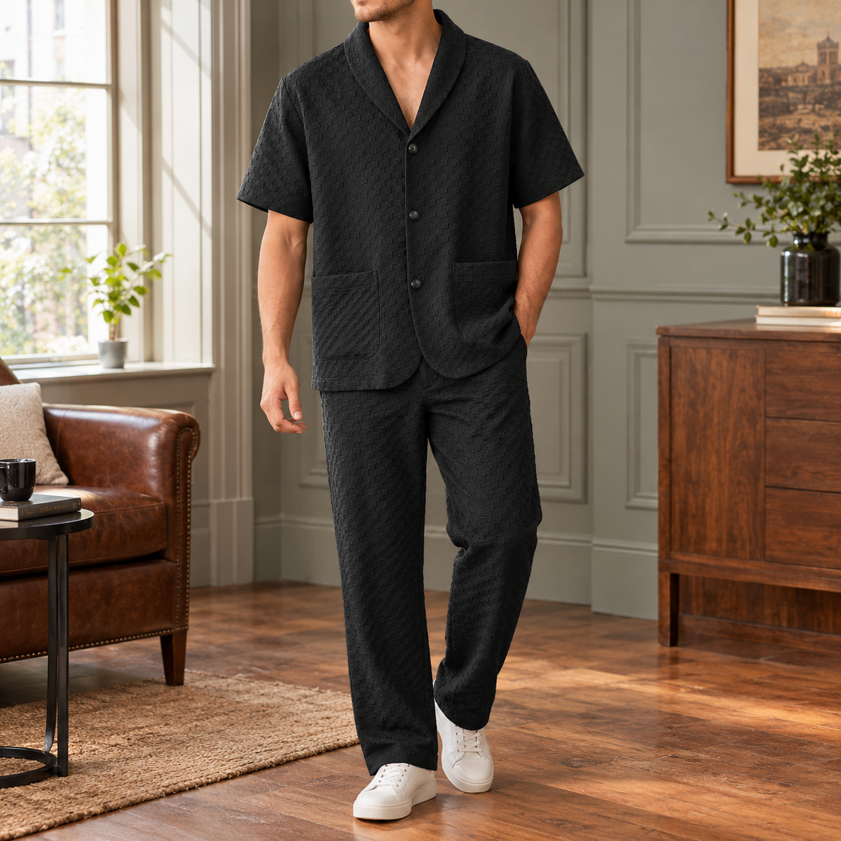 Caius Textured Set - Black