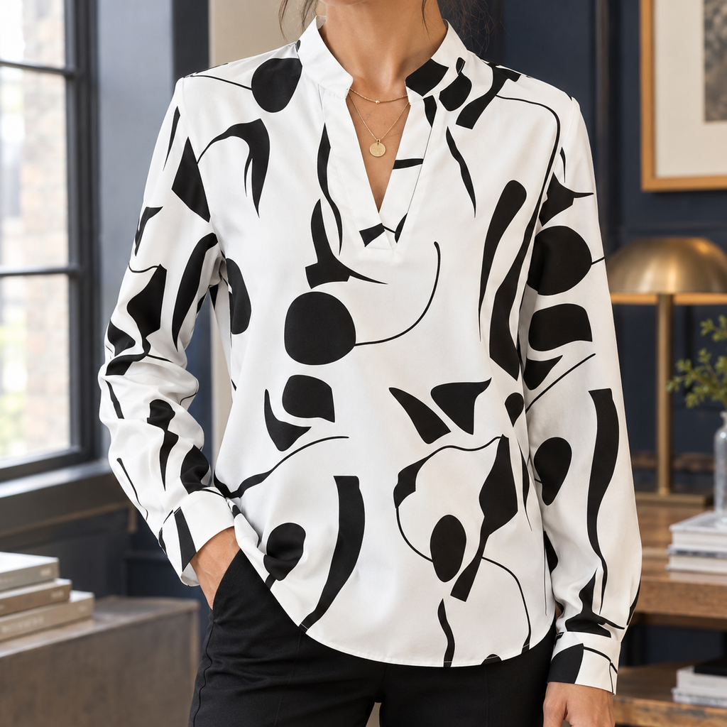 Dorothea Split Neck Blouse - White
