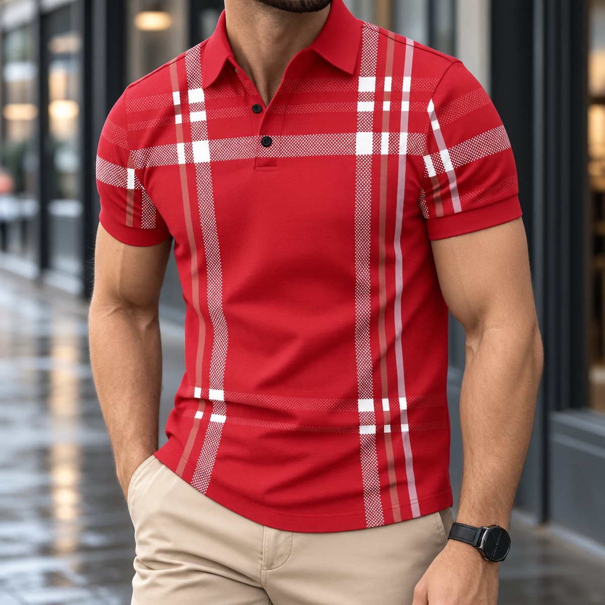 Andrew Plaid Polo - Red
