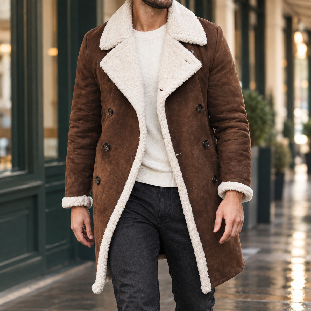 Wyatt Lapel Overcoat - Brown
