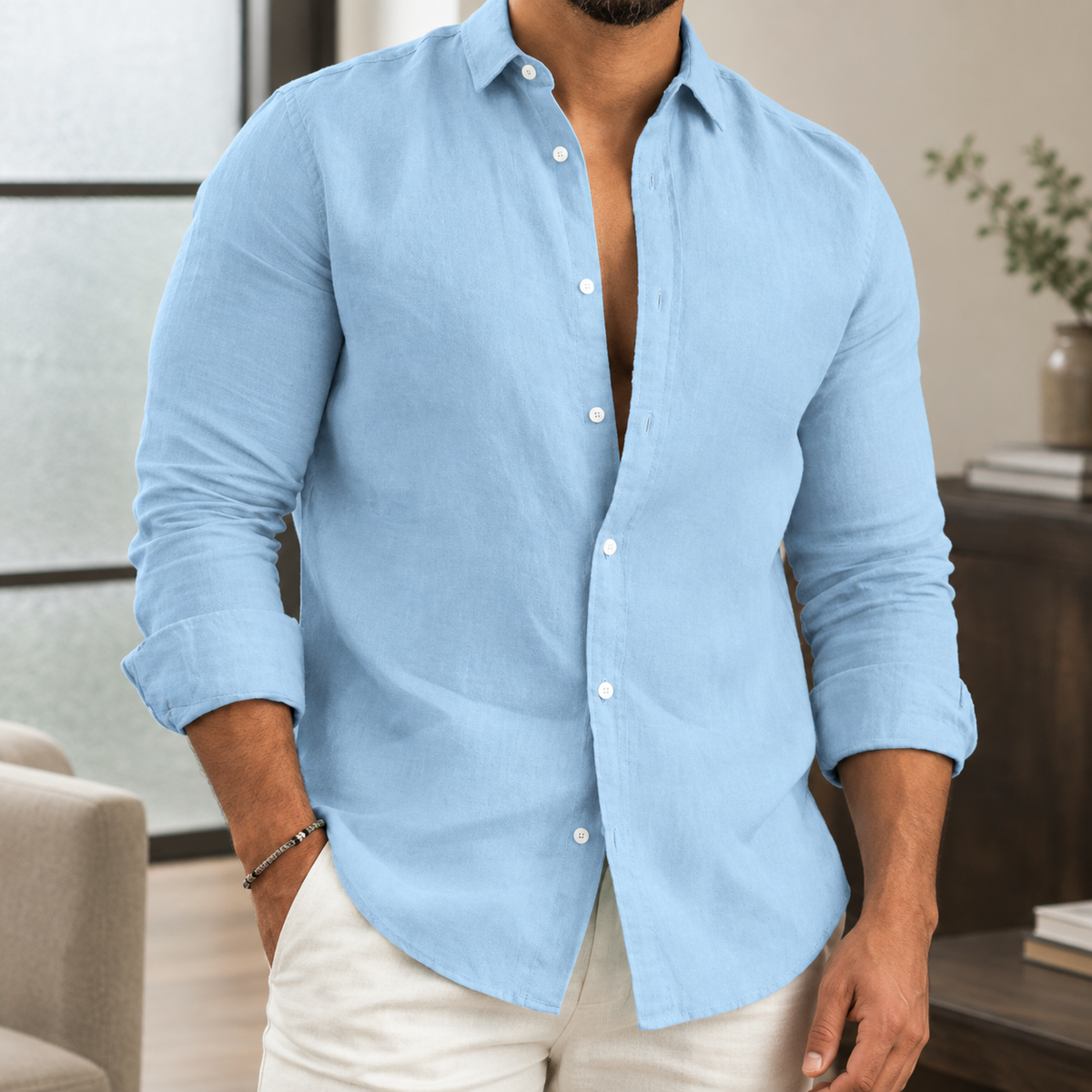 Tyler Button Shirt - Sky Blue