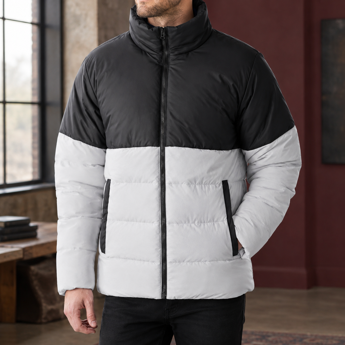 Romano Colorblock Jacket - Black Light Gray