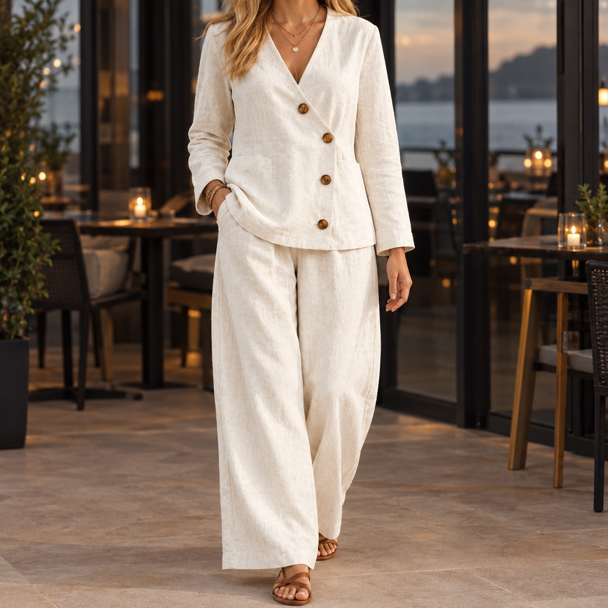 Celine Wide-Leg Set - Ivory