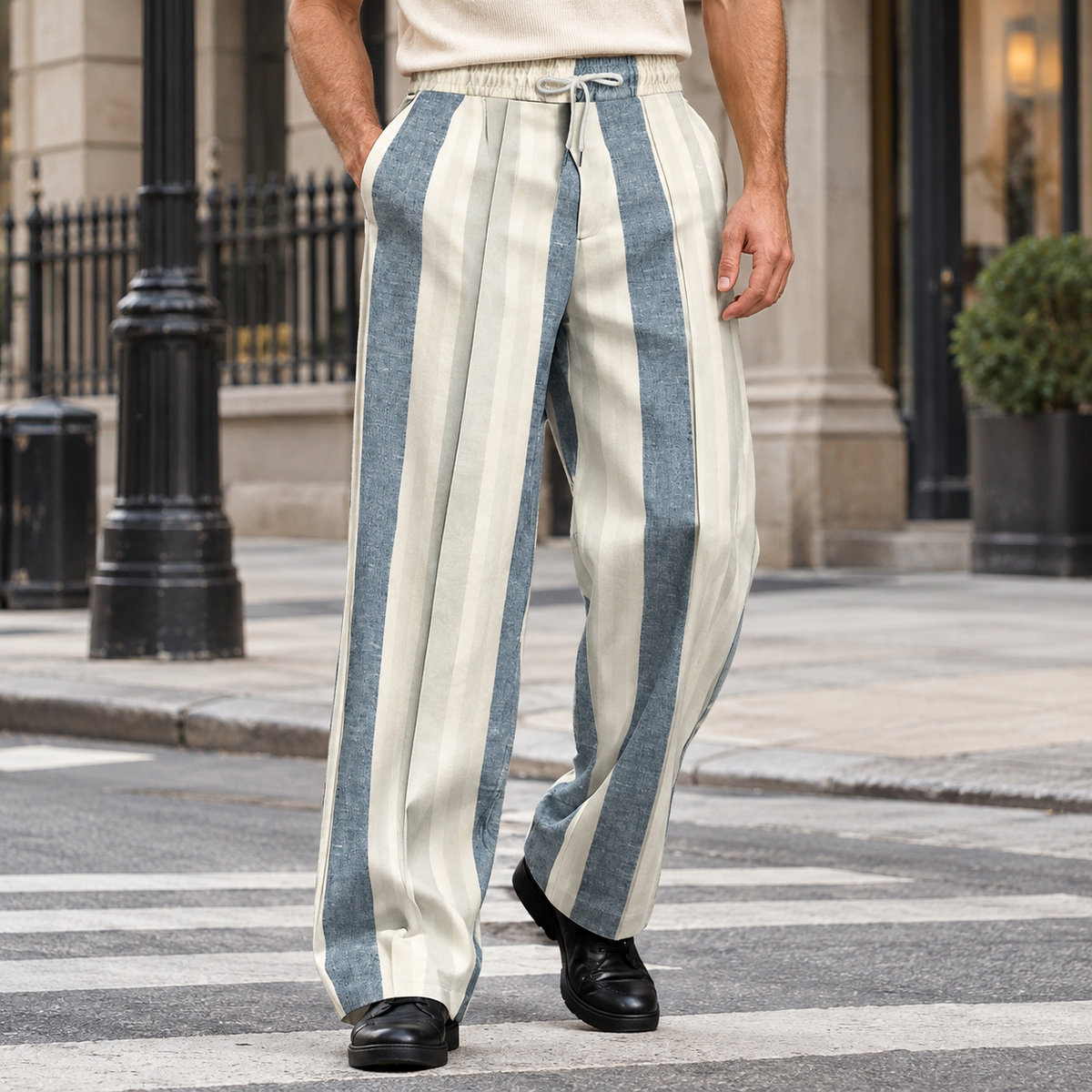 Finley Relaxed Pants - Blue White