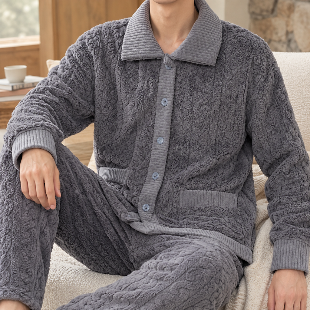 Anders Cable Pajama Set - Dark Gray