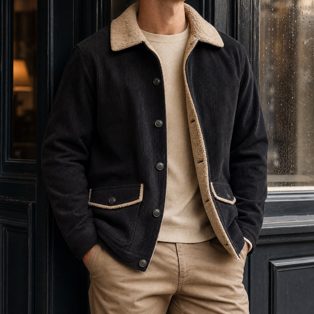 Lachlan Fleece Lined Jacket - Black