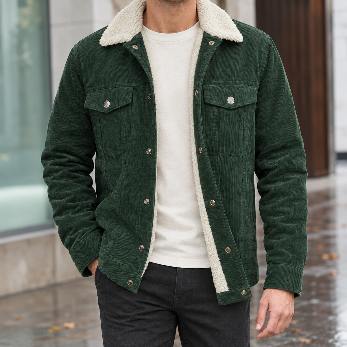 Hudson Corduroy Jacket - Forest Green