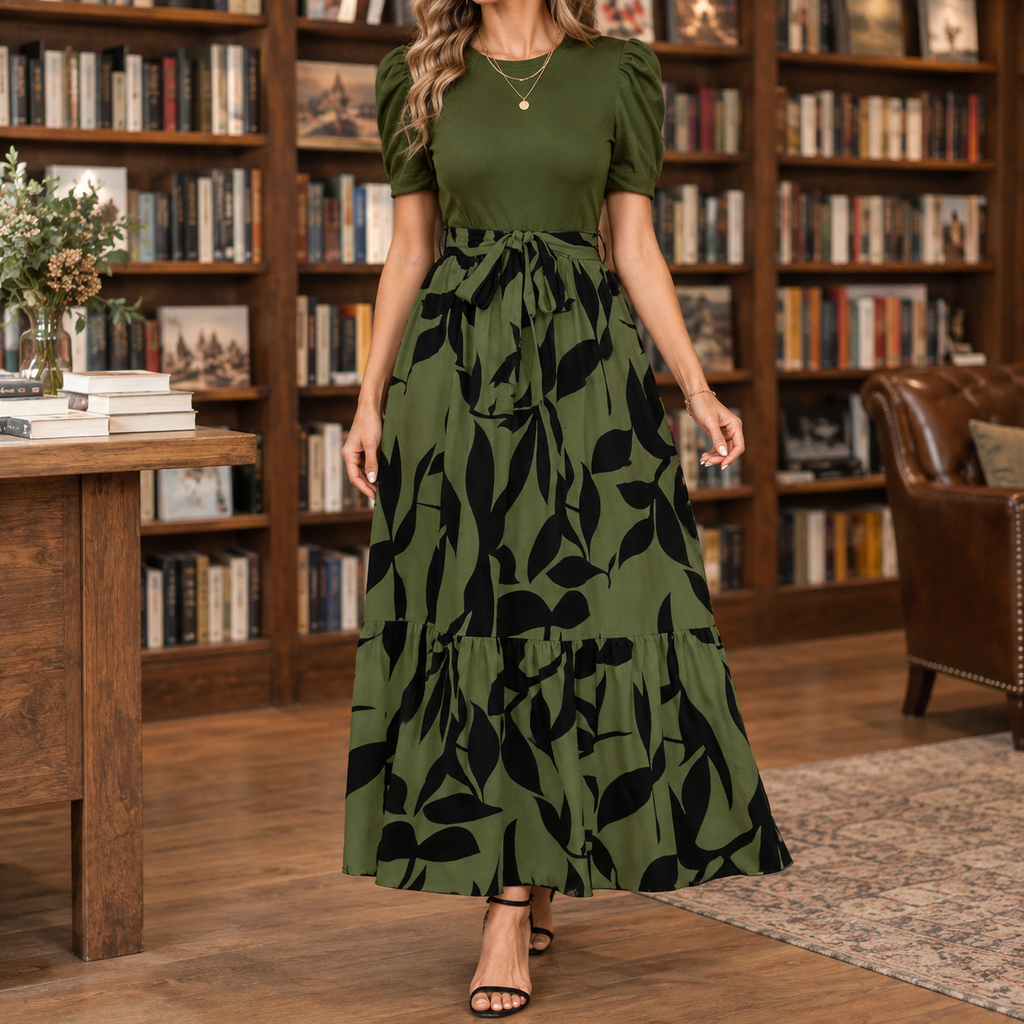 Celeste Tiered Maxi Dress - Olive Green