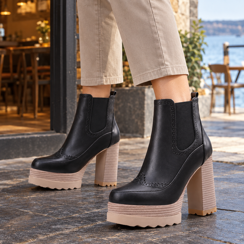 Amadori Platform Boots - Black