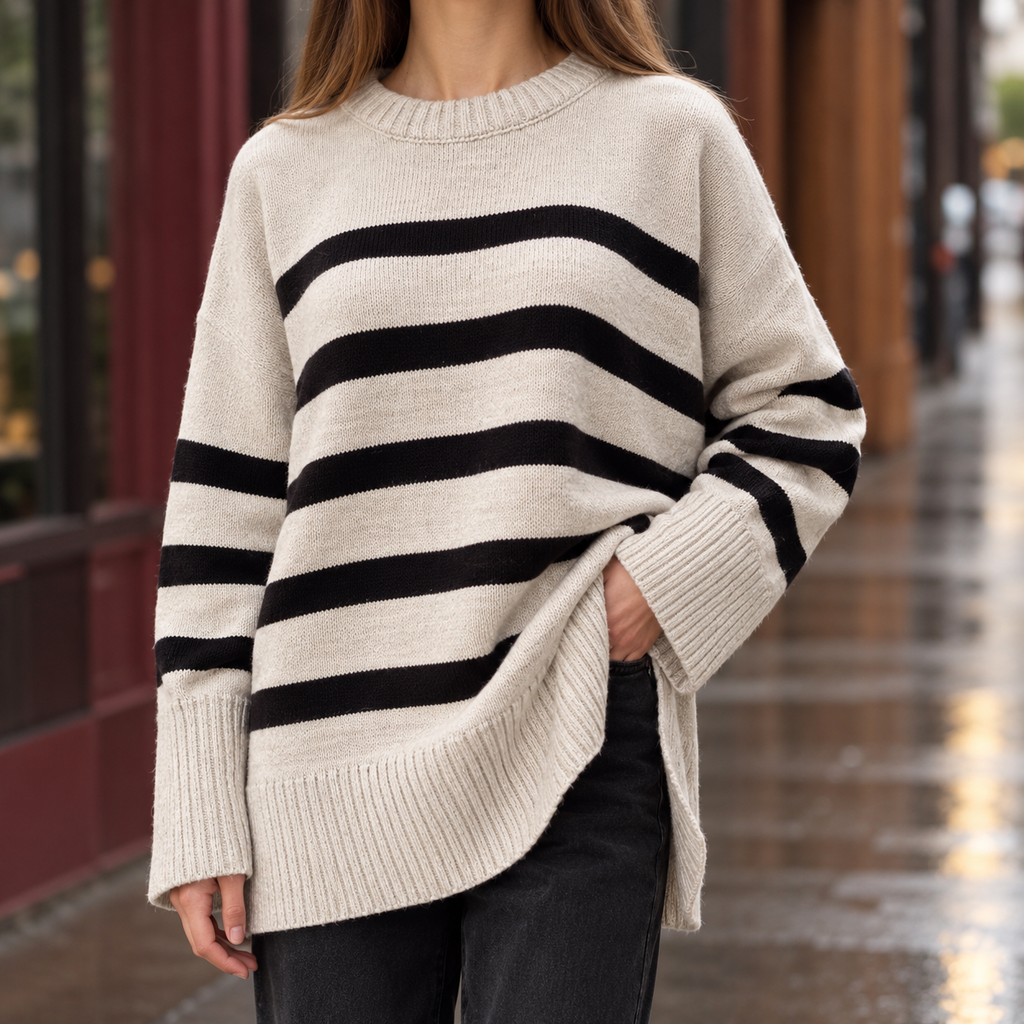 Valentina Striped Sweater - Apricot