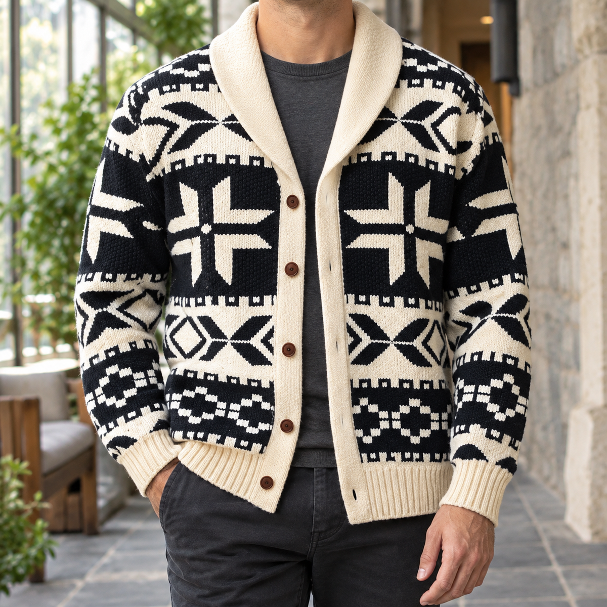 Thomas Shawl Cardigan - Black