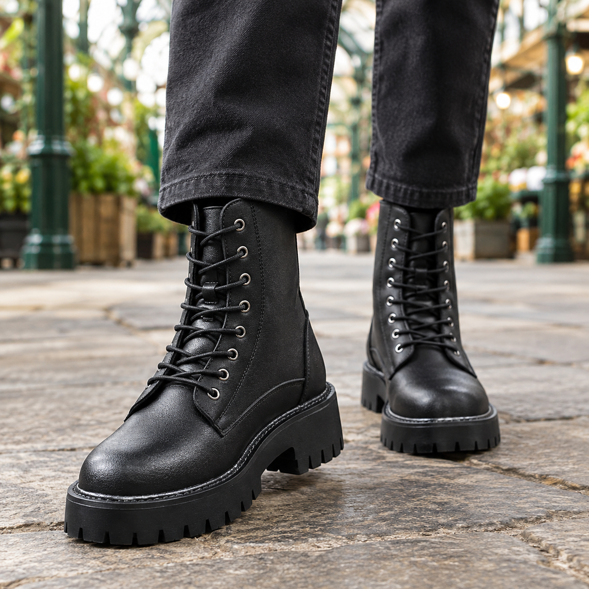 Antonini Lug Sole Boots - Black