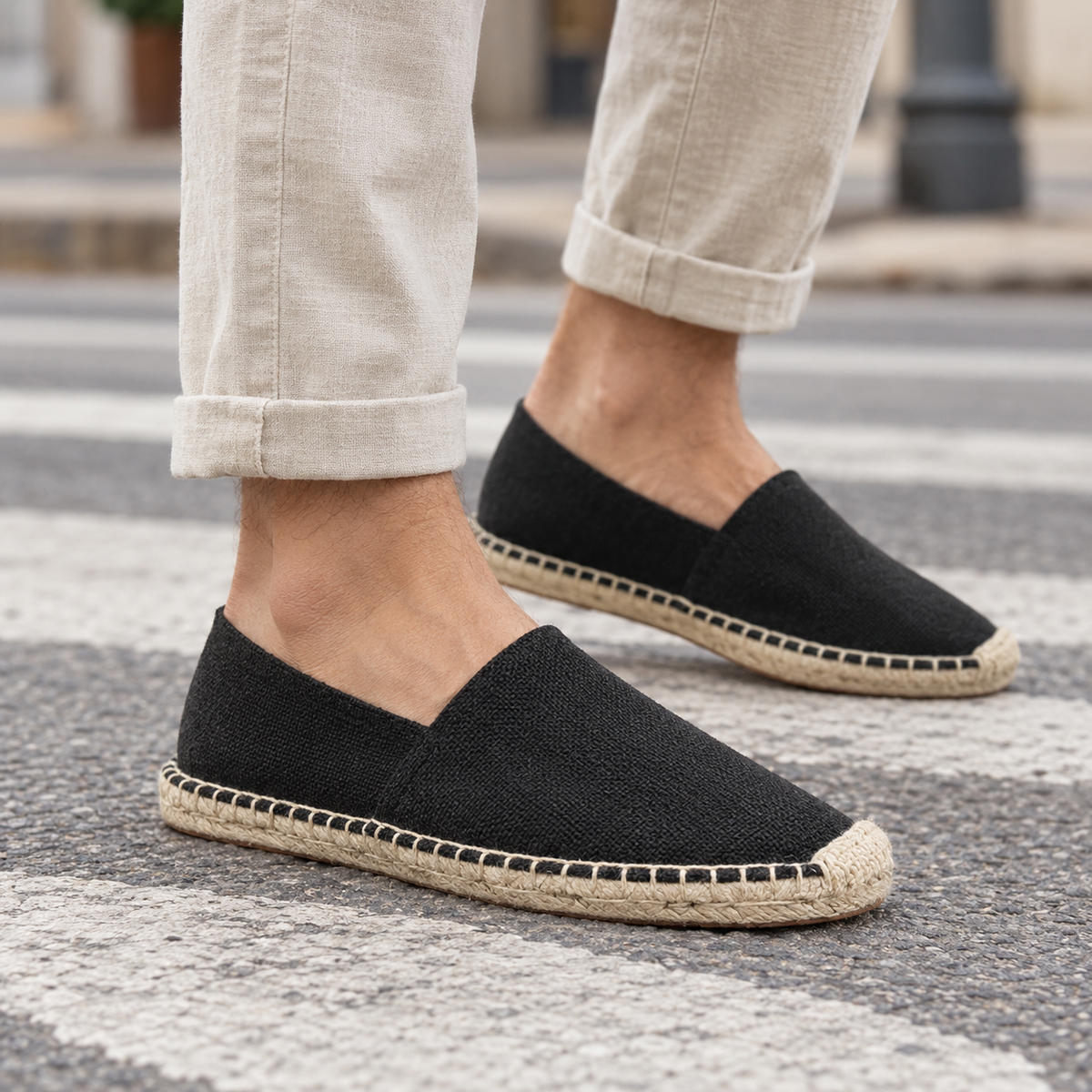 Marcello Linen Espadrilles - Black (standard)