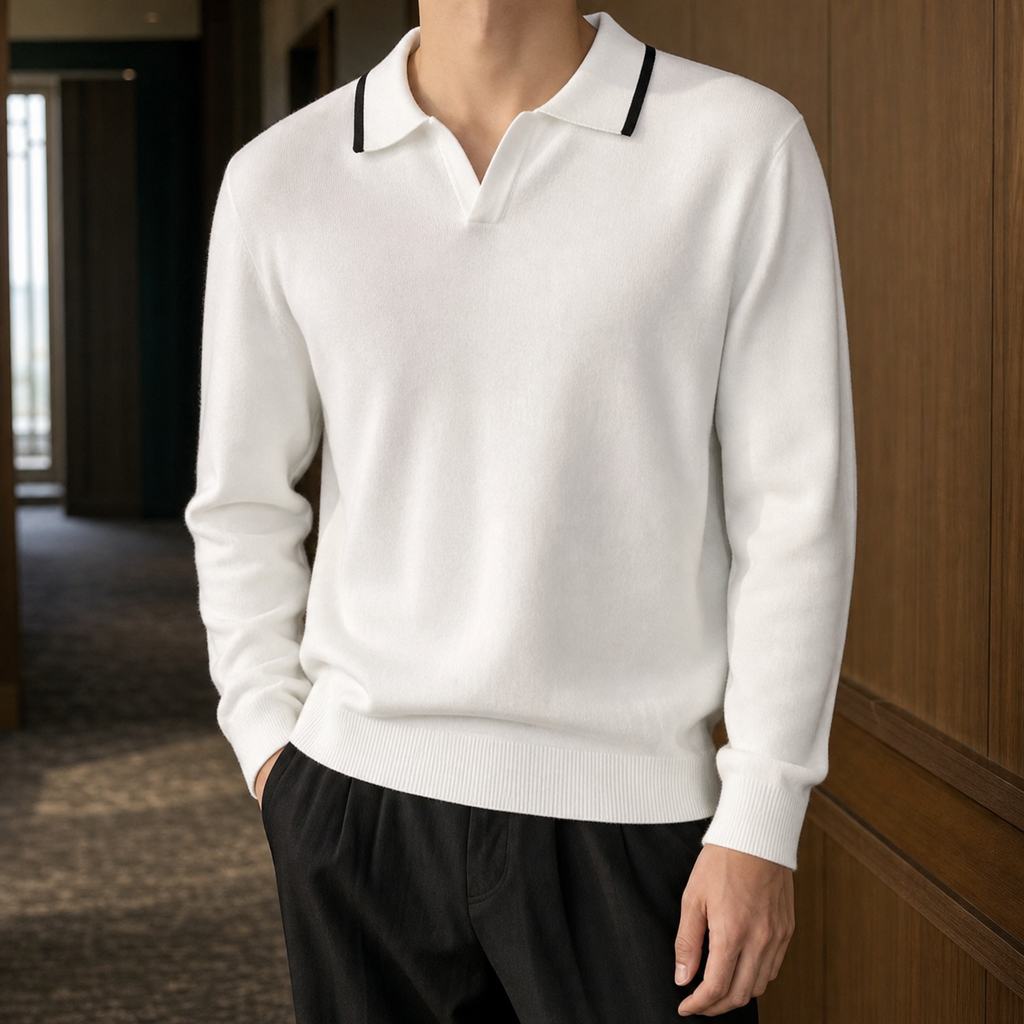 Theodric Polo Sweater - White