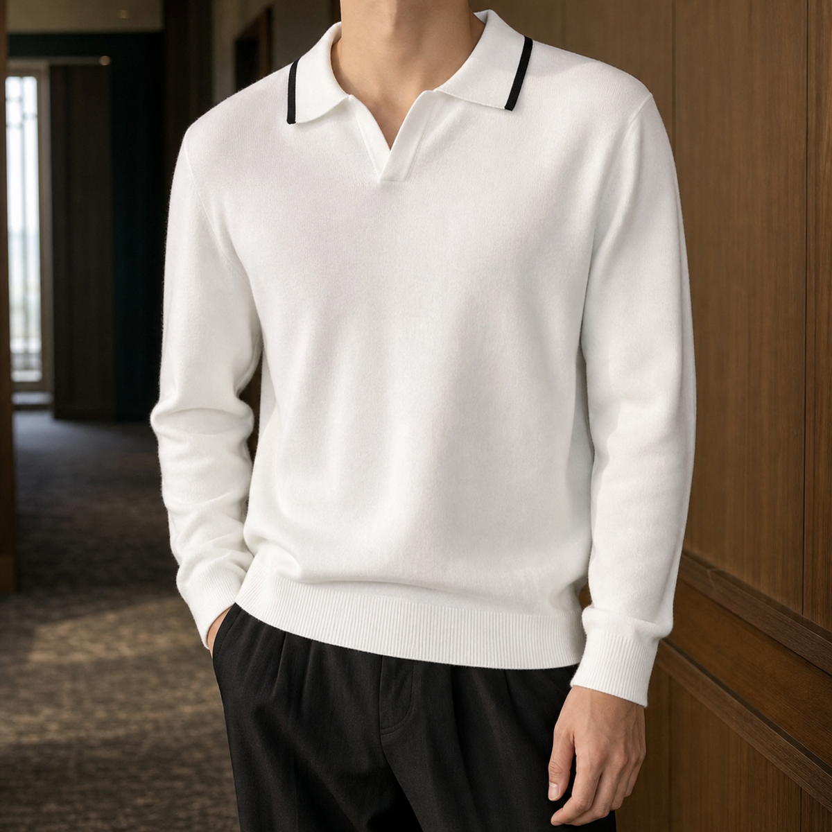 Theodric Polo Sweater - White