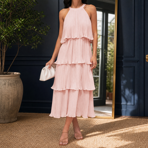 Alessia Tiered Dress - Pink