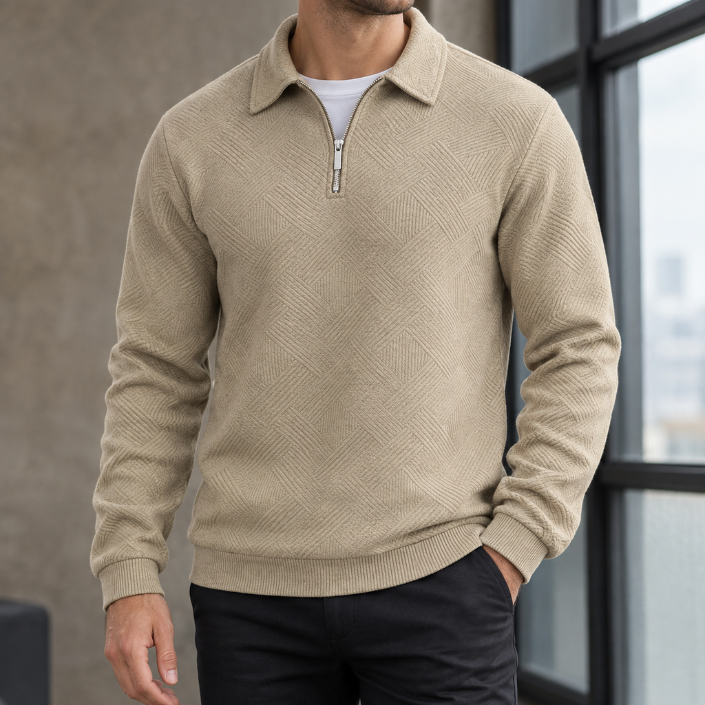 Valentin Quarter Zip Sweater - Khaki