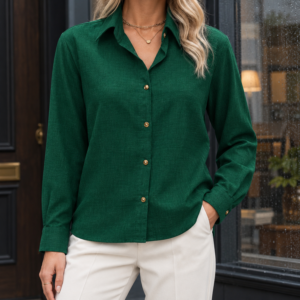 Soledad Point Collar Shirt - Dark Green 2