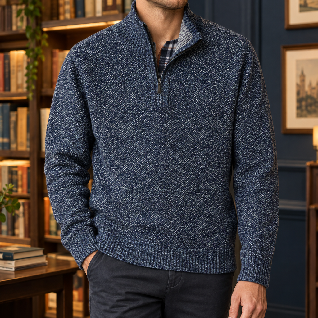Donatien Quarter Zip Sweater - Blue