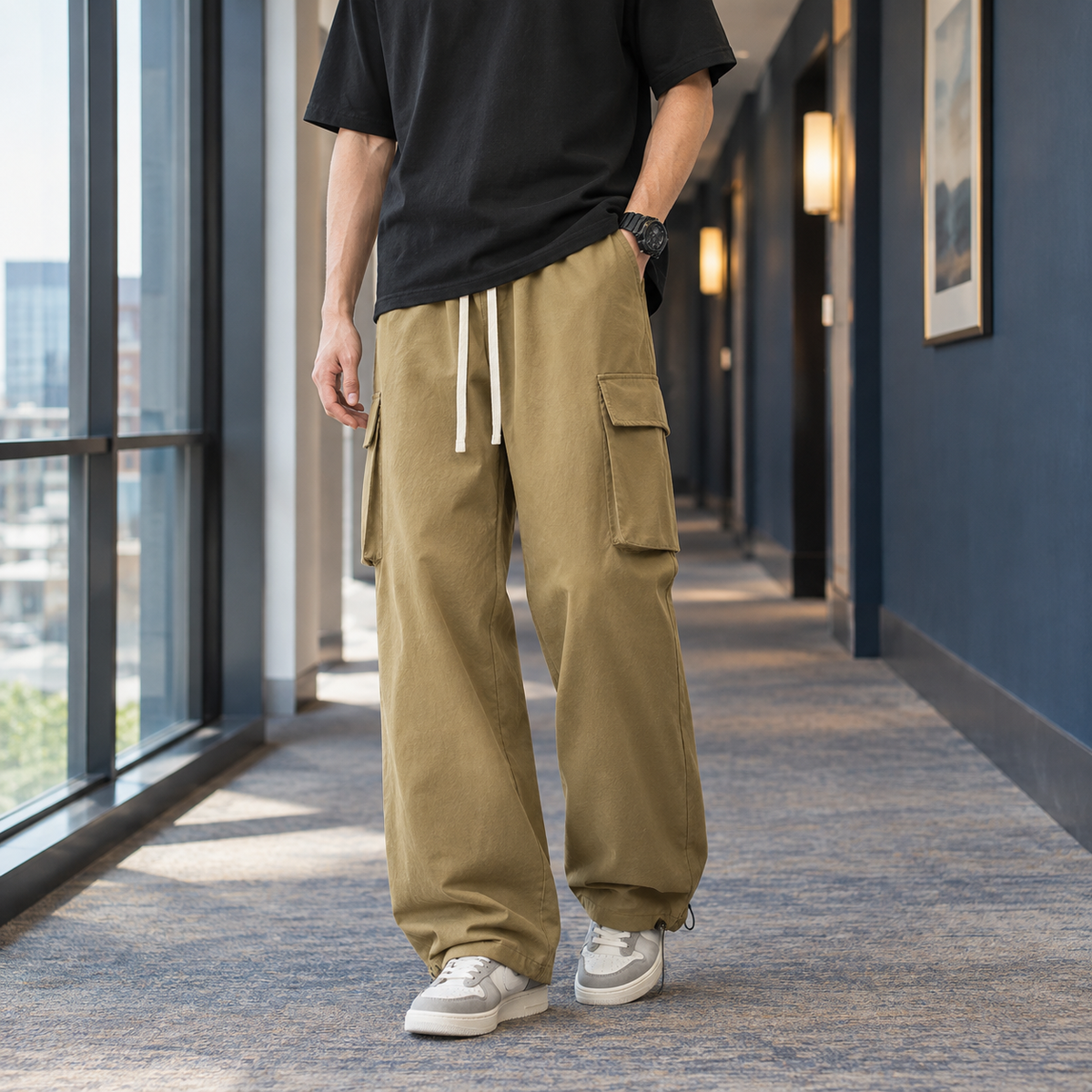 Everard Relaxed Cargo Pants - Khaki