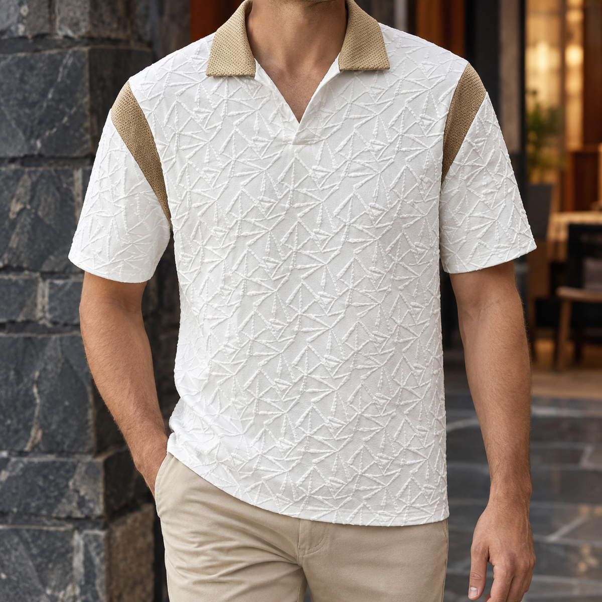 Casimir Textured Polo - White
