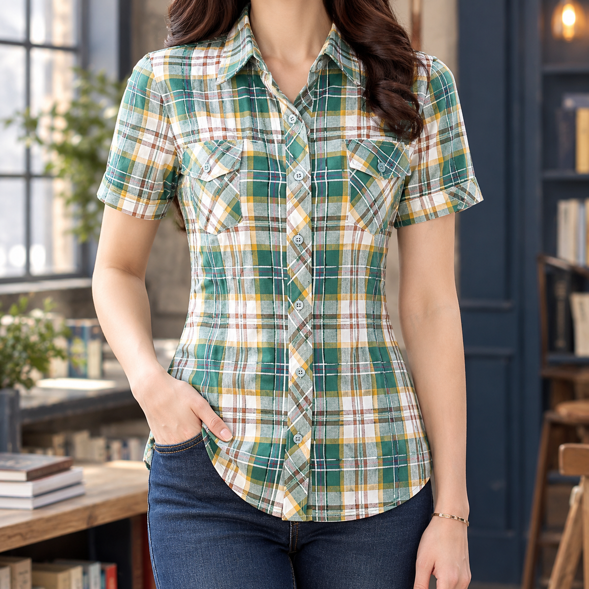 Emery Plaid Shirt - Green Plaid