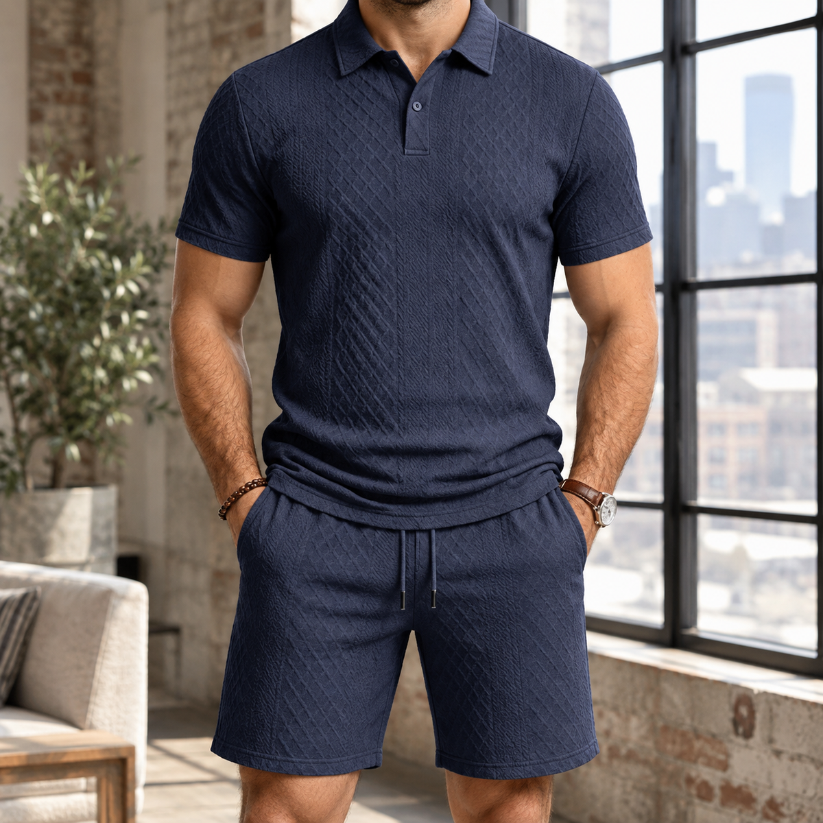 Harvey Jacquard Set - Navy