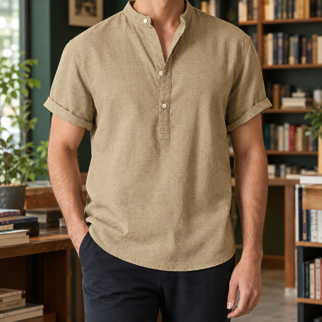 Liam Mandarin Shirt - Khaki