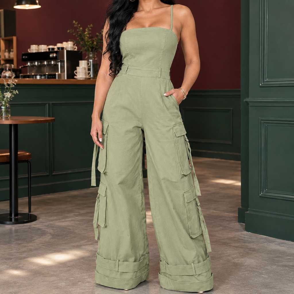 Arletta Wide Leg Jumpsuit - Green