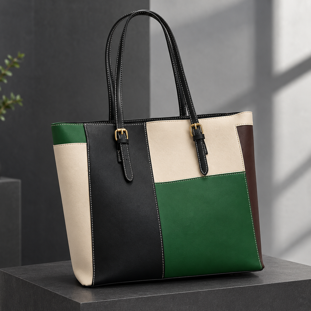 Ravenna Colorblock Tote - Green