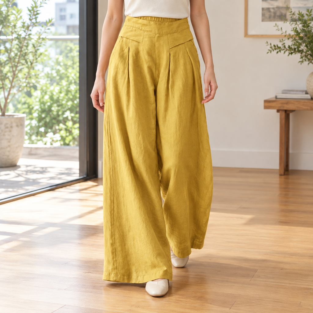 Lisandra Wide Leg Pants - Mustard Yellow