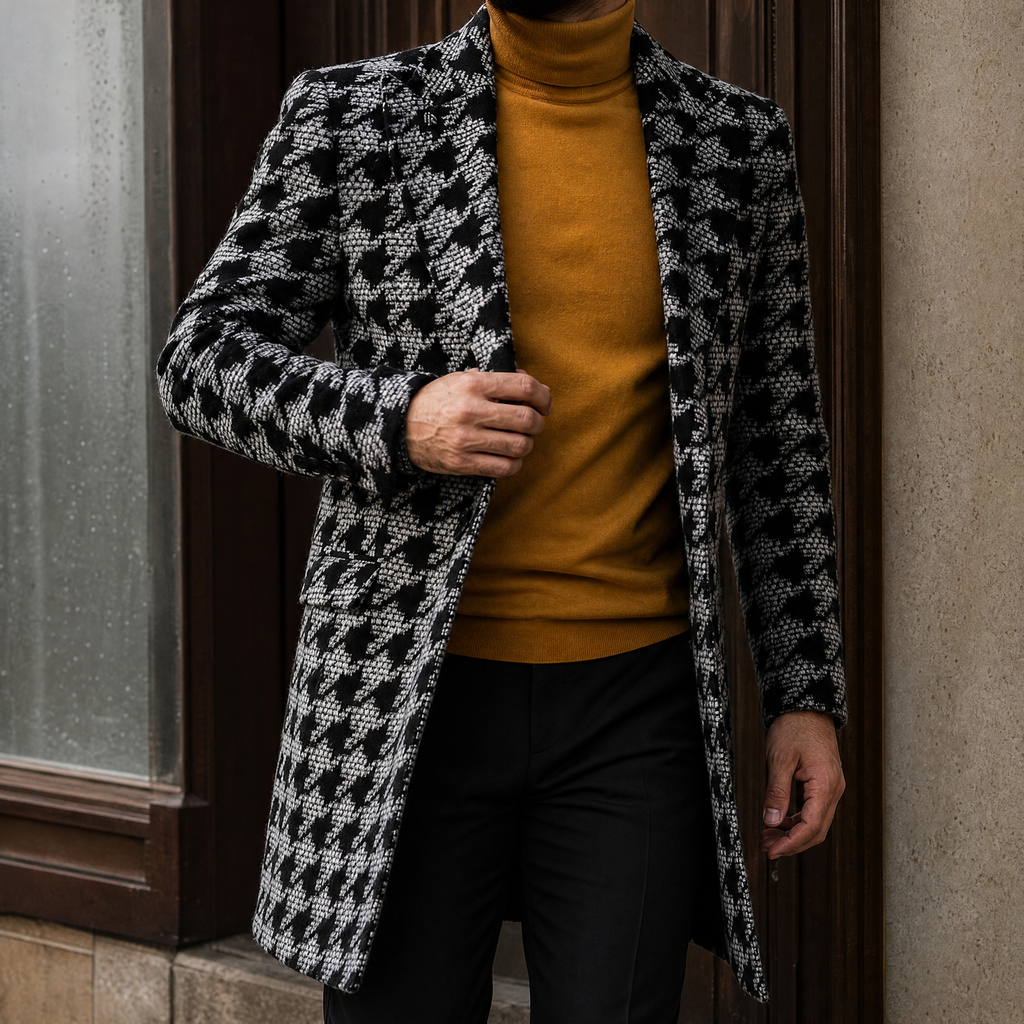 Carter Houndstooth Coat - Black
