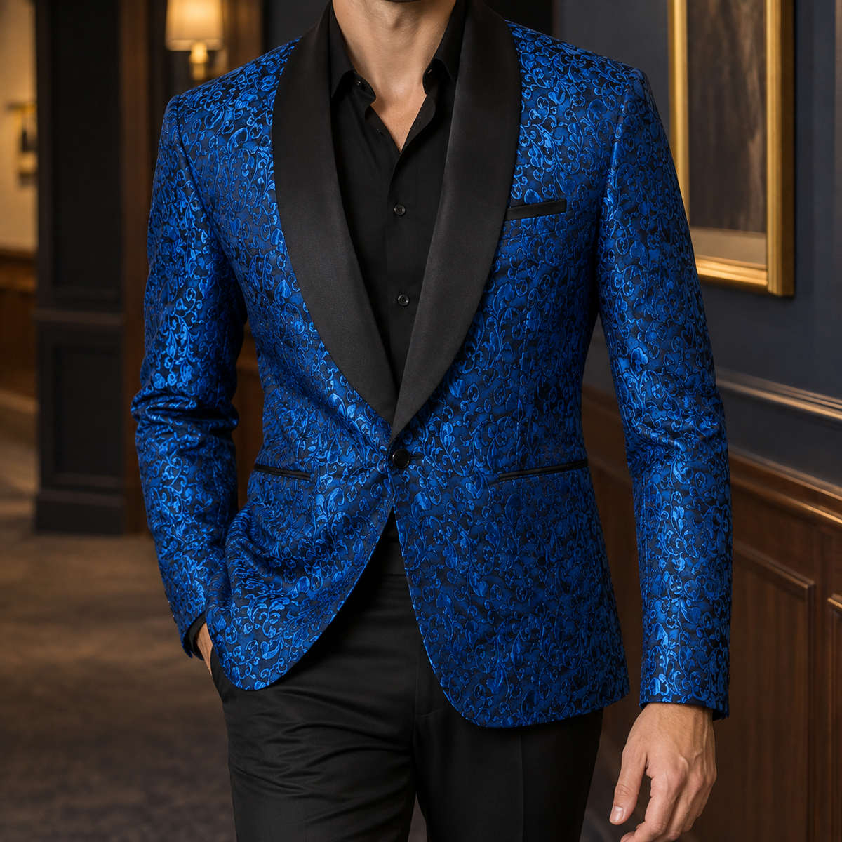 Tristan Jacquard Blazer - Blue