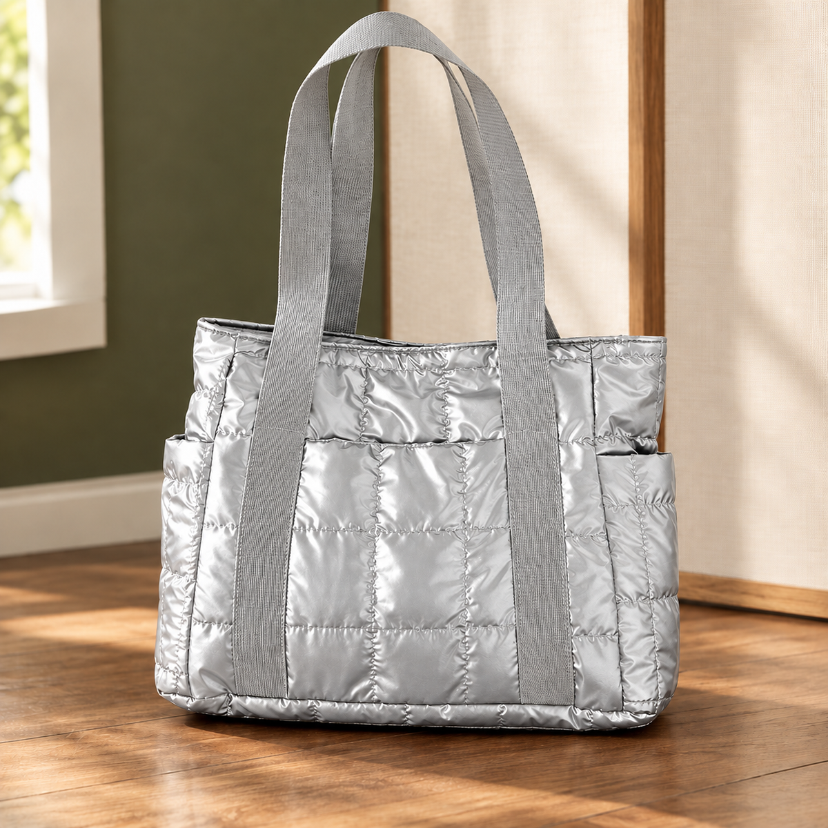 Bernardi Quilted Tote - Silver