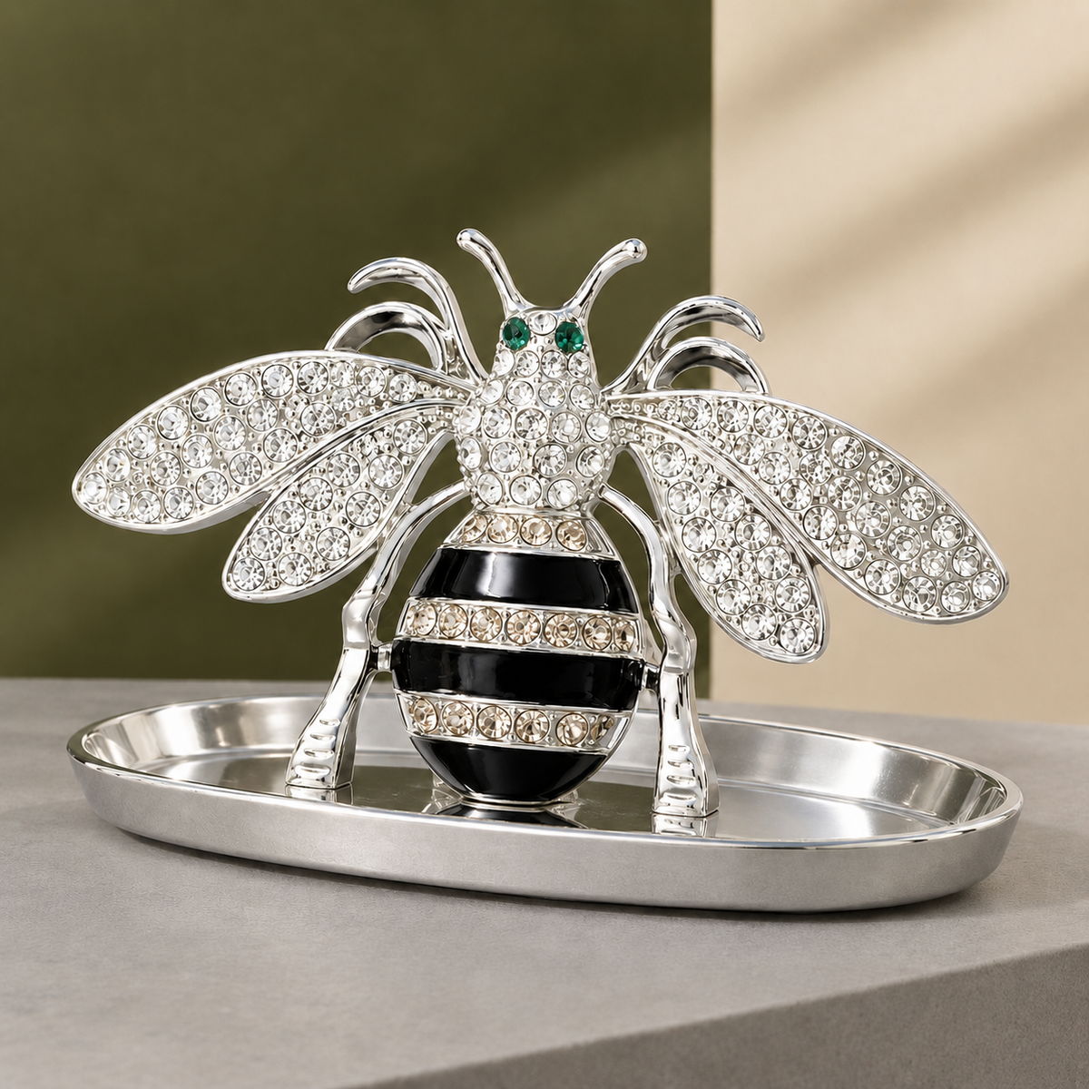 Palermo Rhinestone Bee Dish - Silver