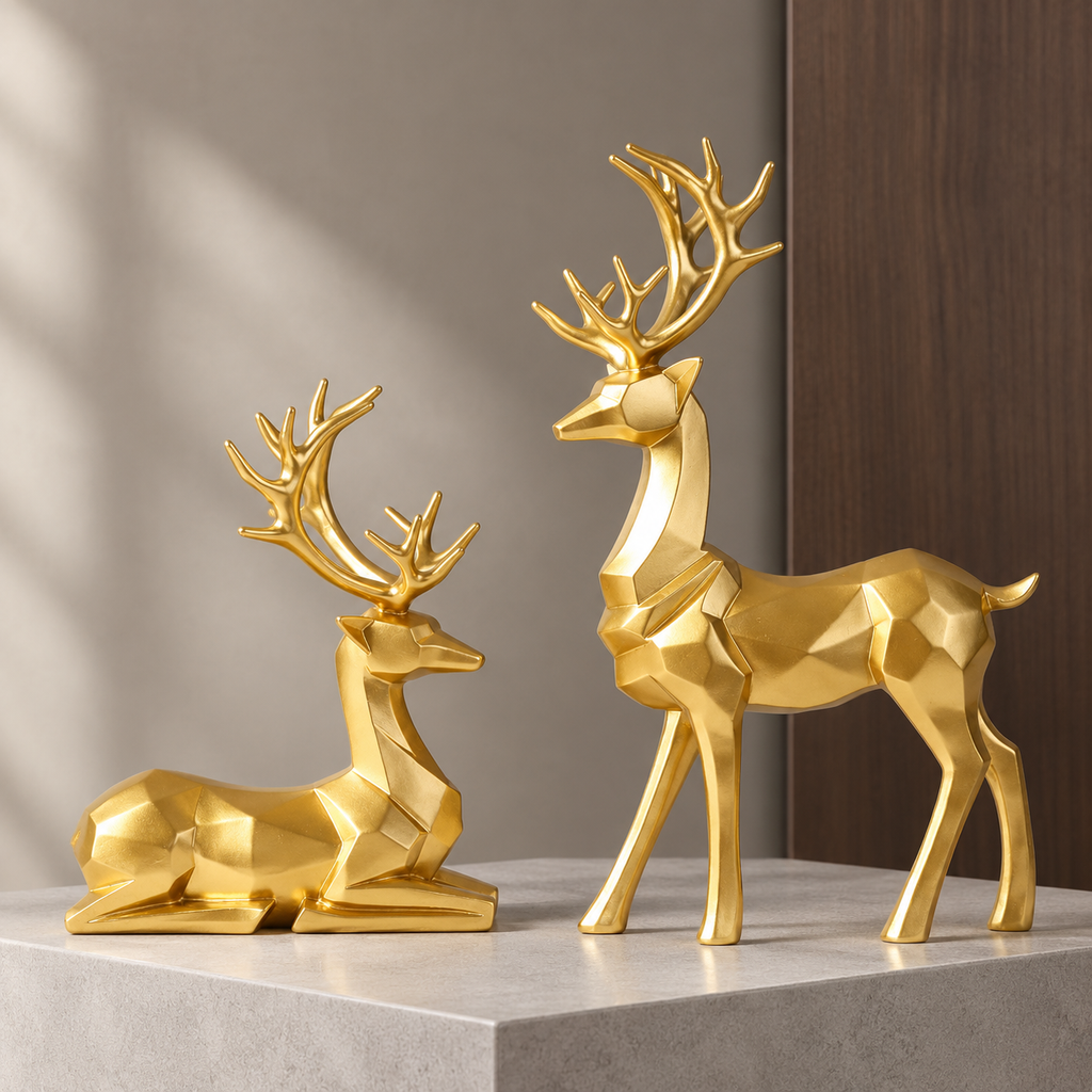 Aurelien Geometric Deer Statues - Gold (standard)