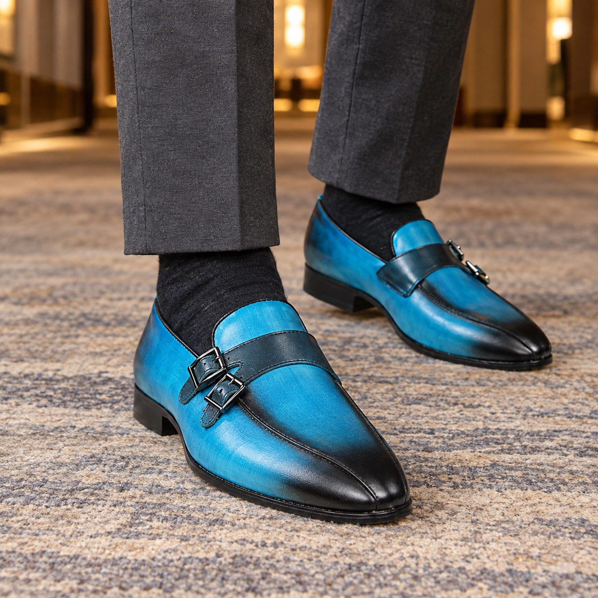 Giordano Double Monk Loafers - Blue