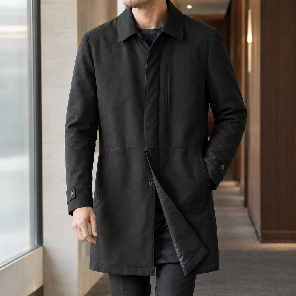 Alex Lined Overcoat - Black