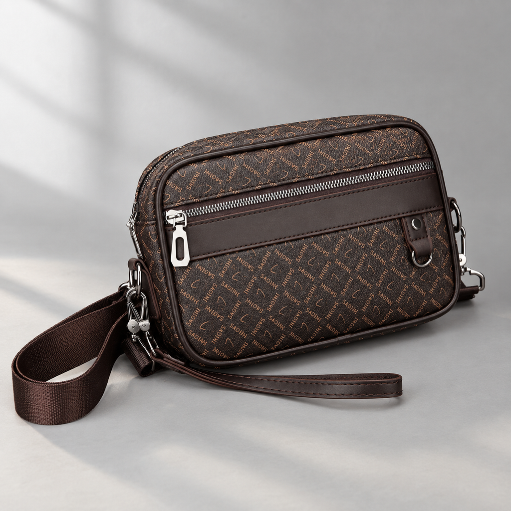 Carbone Monogram Crossbody Bag - Brown